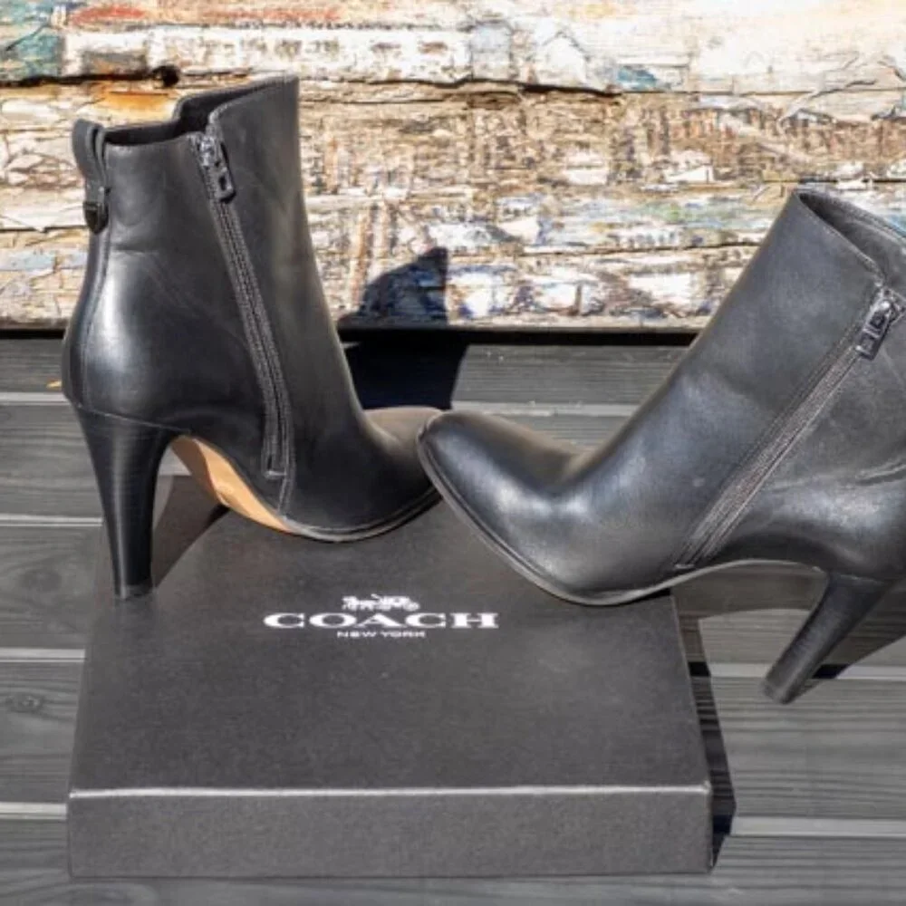 Coach Soft Calfskin Leather Heeled Booties - Picture 11 of 16